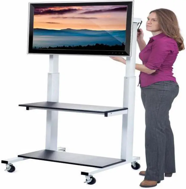 Alt view image 10 of 20 - Luxor Home Office Crank Adjustable Flat Panel CLCD LCD TV Cart
