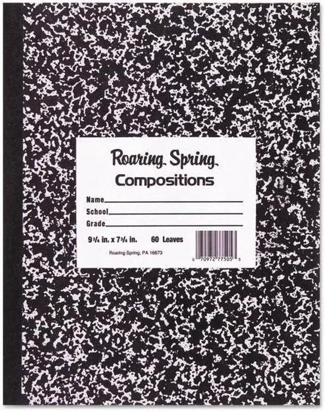 Alt view image 9 of 15 - Roaring Spring Paper Products 1-Subject Composition Notebooks 8" x 10" Wide Ruled 60 Sheets Black (77505)