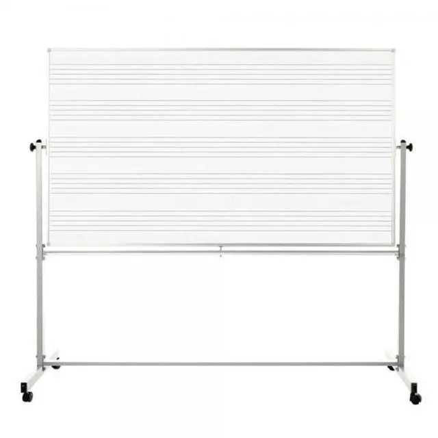 Alt view image 6 of 11 - Luxor Mobile Music Staff Whiteboard - Dual-Sided Music Notation - 72" x 48" - White Surface, Silver Aluminum Frame  MB7248MM