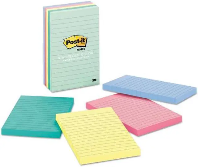 Alt view image 4 of 20 - 3M 6605PKAST 4 x 6 Ruled Five Colors Five 100-Sheet Pads Pack