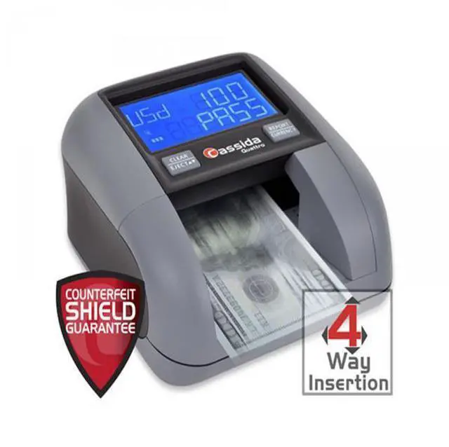 Alt view image 6 of 6 - Cassida Quattro  4-Way Counterfeit Detector - Infrared; Magnetic Strip Detection - Magnetic Thread Security - UV Light - U.S. Currency