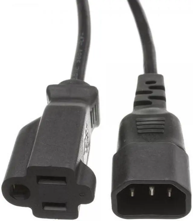 Alt view image 2 of 3 - Cable Wholesale Power Cord Adapter C14 to NEMA 5-15R 10 Amp UL / CSA rated 6 foot - Black