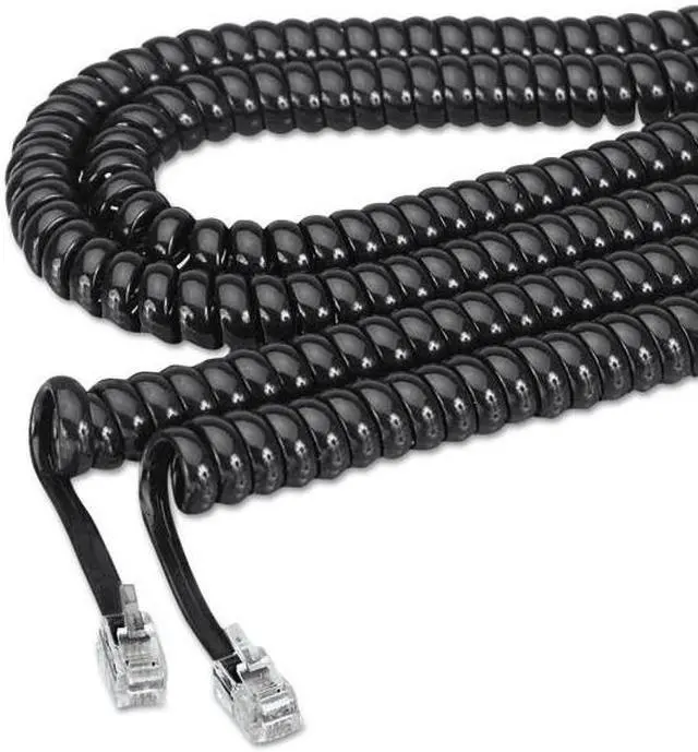 Alt view image 4 of 13 - Softalk Coiled Phone Cord, Plug/Plug, 12 Ft., Black 48102