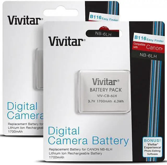 Main image of (2 Pack) Vivitar NB-6L / NB-6LH Batteries for Select Canon PowerShot Cameras