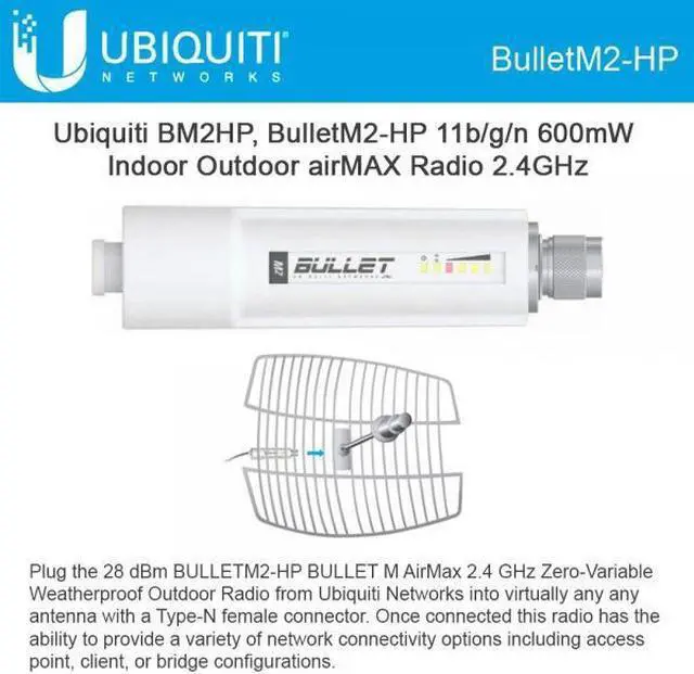 Main image of Ubiquiti Bullet BULLETM2-HP IEEE 802.11n 100 Mbit/s Wireless Bridge