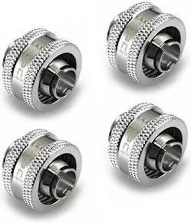 Main image of XSPC G1/4 to 3/8 ID, 5/8 OD Compression Fitting V2, Chrome, 4-pack