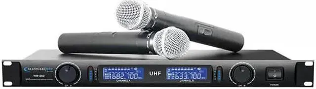 Alt view image 2 of 3 - Technical Pro WM1302 Dual Wireless Microphone System UHF with Two Deluxe Mics