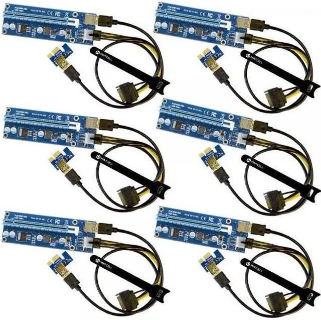 Alt view image 8 of 9 - 6-Pack VER 009S PCIe USB RISER 6-Pin PCI-E 16x to 1x Powered Riser Adapter Card w/ 60cm USB 3.0 Extension Cable & 6-Pin PCI-E to SATA Power Cable - GPU Riser Adapter - Ethereum Mining ETH -Led light
