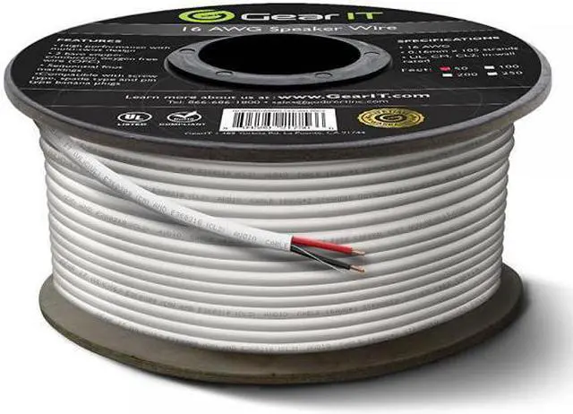 Alt view image 6 of 8 - 16 Gauge CL2 OFC Speaker Wire, GearIT Pro Series 16AWG (50 Feet / 15.24 Meters / White) Oxygen Free Copper UL CL2 Rated In-Wall Speaker Wire Cable for Home Theater and Car Audio Use