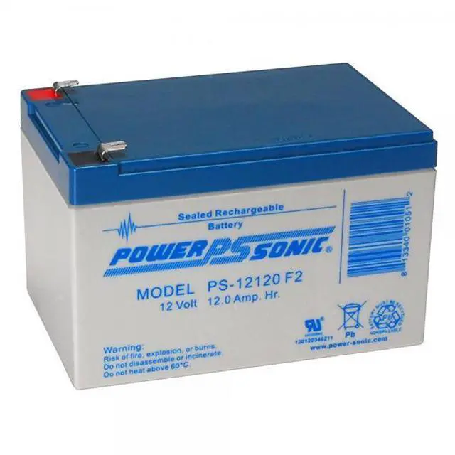 Alt view image 3 of 6 - Powersonic 12 Volt/12 Amp Hour Sealed Lead Acid Battery with F2 Terminals