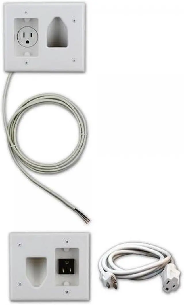 Main image of Datacomm 50-3323-WH-KIT Flat Panel TV Cable Organizer Kit with Power Solution - White