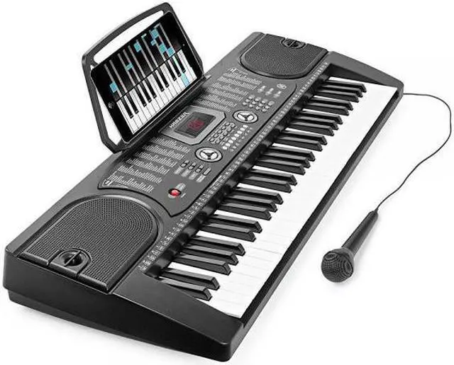 Alt view image 7 of 9 - Hamzer 61-Key Digital Music Piano Keyboard - Portable Electronic Musical Instrument - with Microphone and Sticker Sheet