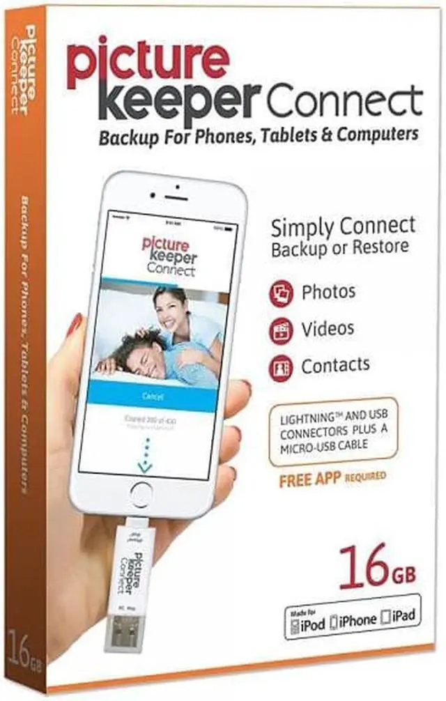 Alt view image 6 of 6 - Picture Keeper Connect 16GB Portable Flash Drive iPhone Android Photo Backup USB Device