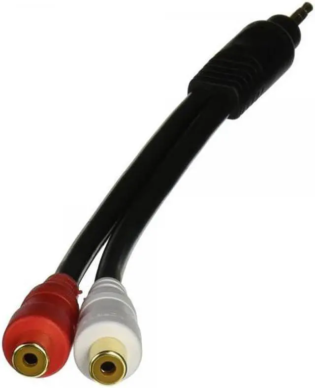 Main image of Monoprice 105611 7-Inch Premium Stereo Male to 2RCA Female 22AWG Cable - Black