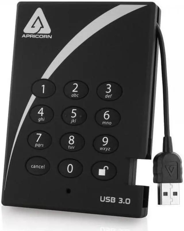 Main image of Apricorn Aegis Padlock 2 TB USB 3.0 256-Bit AES XTS Hardware Encrypted Portable External Hard Drive (A25-3PL256-2000)