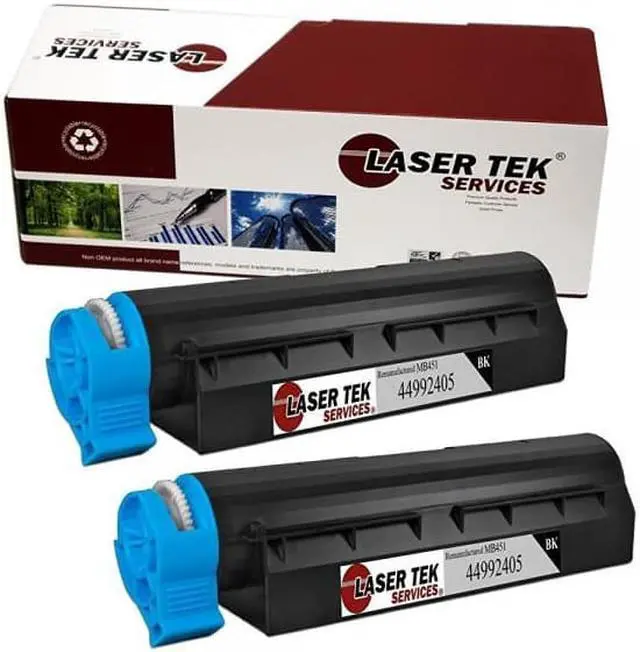 Alt view image 2 of 8 - Laser Tek Services® Compatible Replacement 2 Pack 44992405 Cartridges for the B401, B401D, B401DN, MB441, MB451Q,MB451