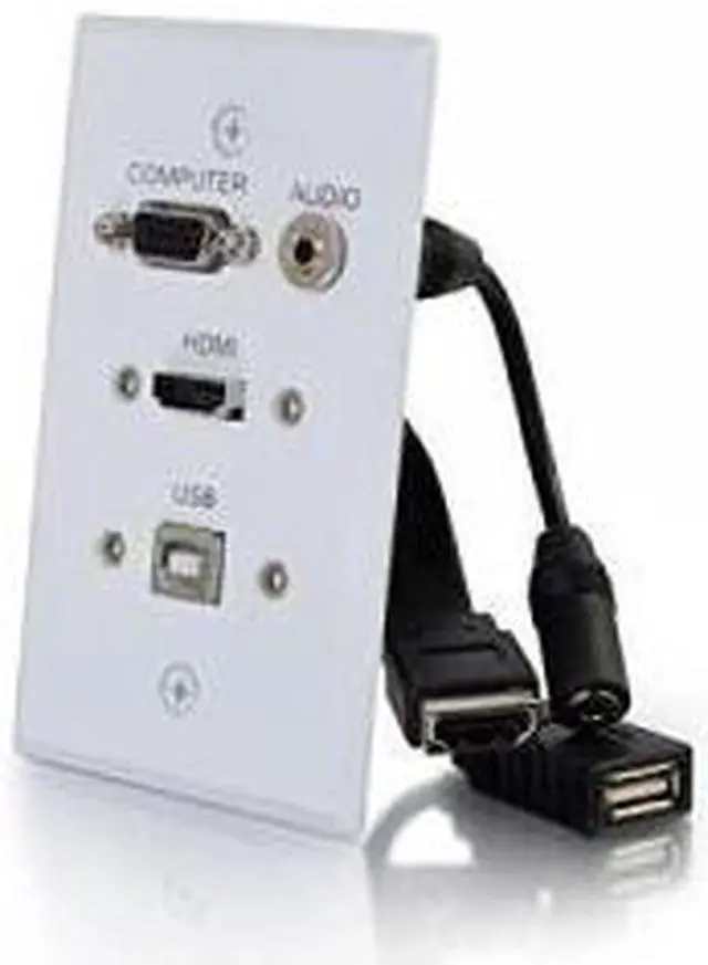 Alt view image 7 of 13 - C2G / Cables To Go 39706 HDMI, VGA, 3.5MM Audio and USB Pass Through Single Gang Wall Plate, White