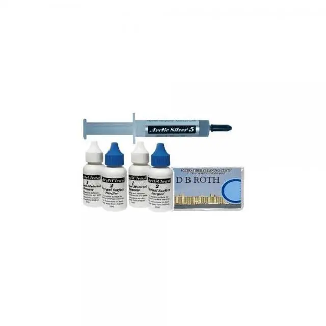 Main image of Arctic Silver 5 Thermal Compound 12grams with ArctiClean 120ml Kit (Includes 2 30ml ArctiClean 1 and 2 30ml ArctiClean 2) with Bonus DB Roth Microfiber Cleaning Cloth