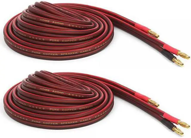 Main image of Micca Pure Copper Speaker Wire with Gold Plated Banana Plugs, 14AWG, 6 Feet (2 Meter), Pair