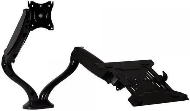 Alt view image 4 of 5 - Mount-It! Laptop and Monitor Desk Stand | VESA Monitor Desk Mount with Laptop Tray