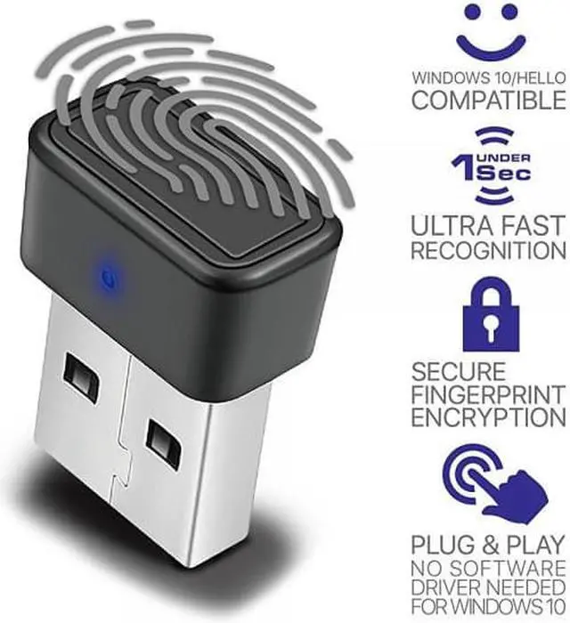 Main image of TNP Nano USB Fingerprint Reader for Windows 10 Hello - Security Key Biometric Fingerprint Scanner Sensor Dongle Module For Instant Touch Acess Password-free Login, Sign-in, Lock, Unlock PC & Laptops