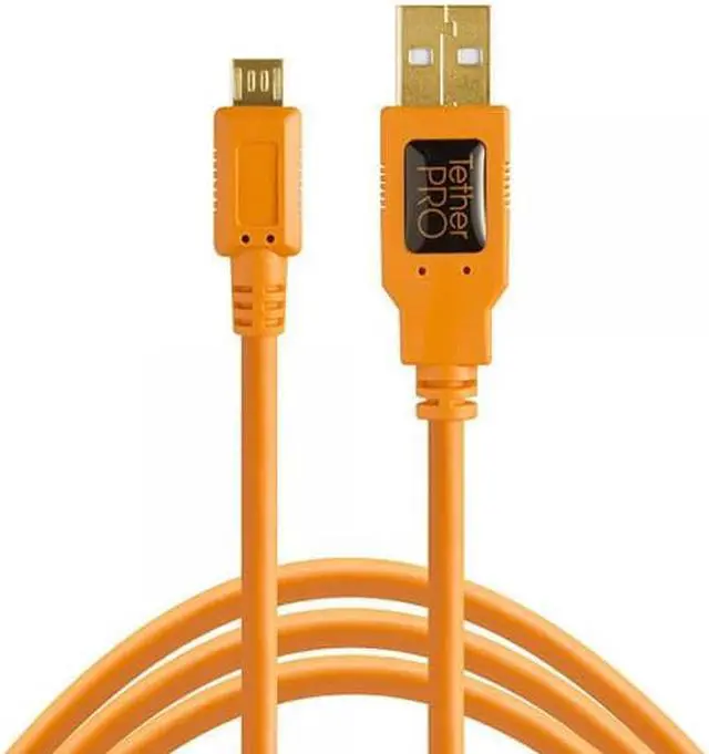 Alt view image 5 of 17 - Tether Tools Tether Tools TetherPro USB 2.0 to Micro-B 5-Pin   Cable, 15' (4.6m), High-Visibility Orange