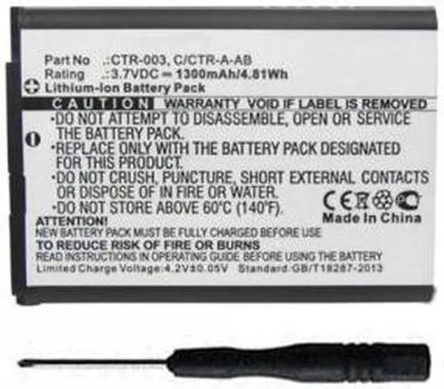 Alt view image 4 of 5 - Replacement CTR-003 C/CTR-A-AB Battery for Nintendo 3DS N3DS CTR-001 MIN-CTR-001 Gaming Console with Installation Tool