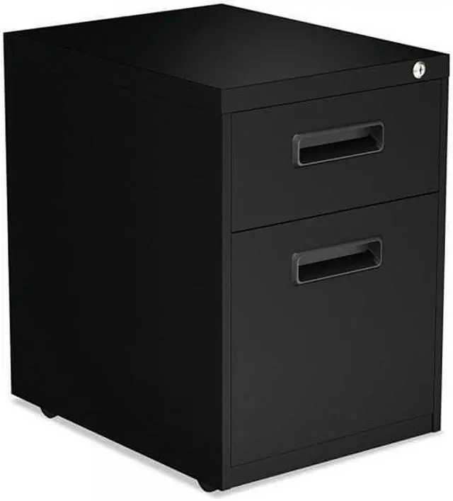Alt view image 3 of 8 - Alera - PABFBL - Two-Drawer Metal Pedestal File, 14 7/8w x 19 1/8d x 21 3/4h, Black
