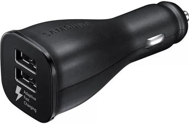 Main image of Samsung dual fast car charger black - EP-LN920BBEGWW - plus 1 micro USB cable - (Retail Packaging)