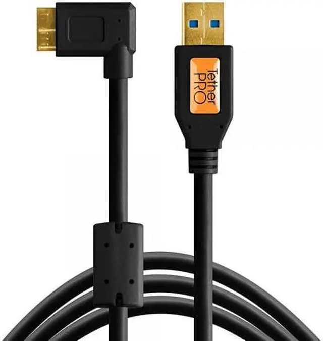 Alt view image 2 of 7 - Tether Tools TetherPro 15' USB 3.0 A Male to Micro-USB Right-Angle Cable, Black
