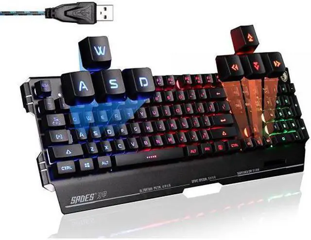 Alt view image 8 of 8 - USB Gaming Keyboard and Mouse Combo, 104 Key Rainbow Backlit Keyboard and Mouse Set, Computer Keyboard USB Wired Mouse for Windows PC Gamers (GT817 RGB Backlit)