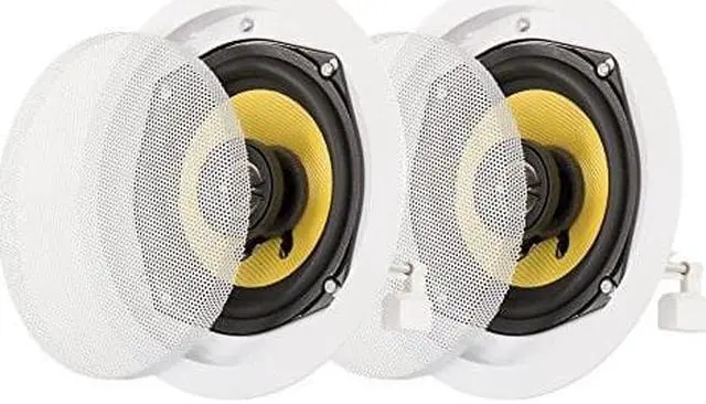 Alt view image 4 of 7 - Acoustic Audio HD-5 In Ceiling Speakers Home Theater Surround Sound Pair
