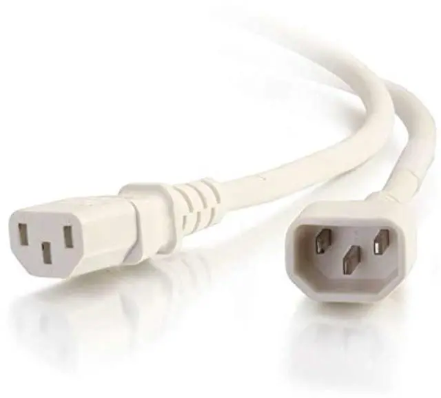 Alt view image 2 of 7 - C2G 17491 18 AWG Power Cord - C14 to C13, White (3 Feet, 0.91 Meters)