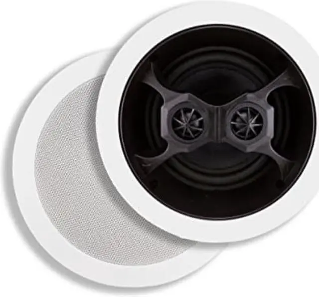 Alt view image 3 of 15 - Monoprice 100W 6.5" 3 Way Glass Composite Stereo In-Ceiling Speaker White 104619