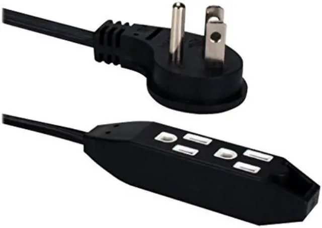 Alt view image 3 of 14 - Qvs 3-Outlet 3-Prong 10Ft Right-Angle Flat Power Extension Cord