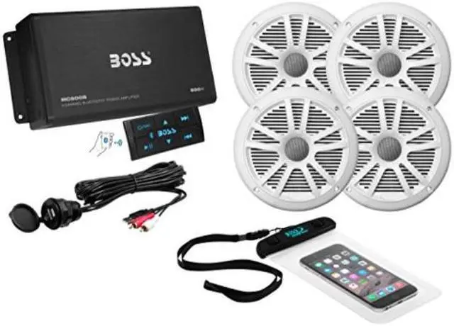 Alt view image 5 of 20 - BOSS Audio ASK904B.64 4-Channel Bluetooth Amp with 4 speakers White