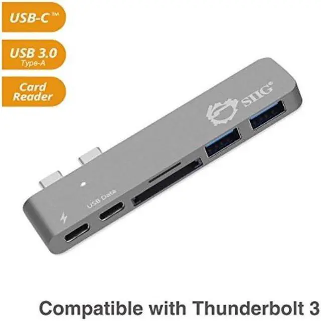 Alt view image 7 of 20 - SIIG Thunderbolt 3 USB-C Hub with Card Reader & PD Adapter - Space Gray