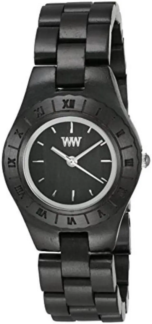 Alt view image 6 of 9 - WeWOOD Moon Black Blackwood Wooden Women's Roman Numeral Round Wood Watch