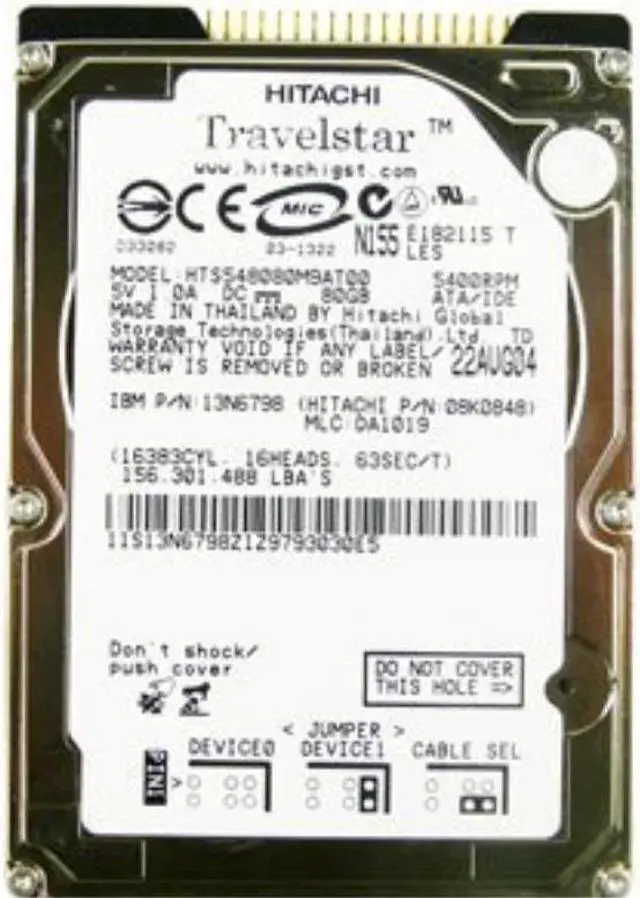 Main image of 80GB Hitachi Travelstar HTS548080M9AT00 2.5" ATA-100