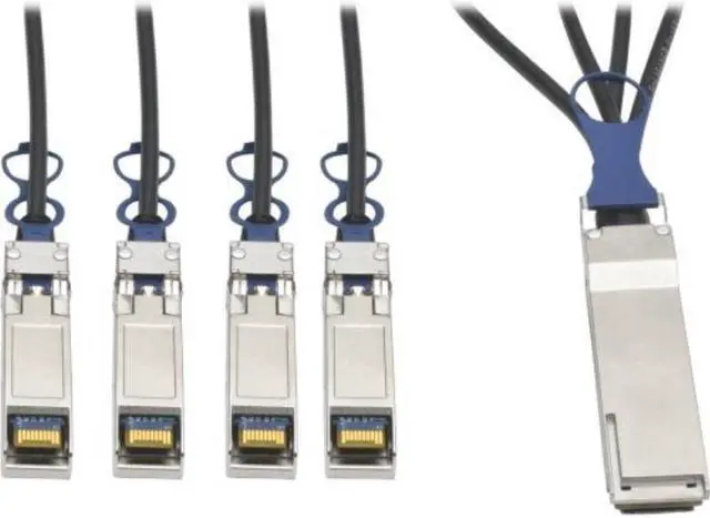 Alt view image 4 of 11 - TRIPP LITE N281-03M-BK 40GbE QSFP+ to 10GbE SFP+ Passive Copper Breakout Cable 3M 10'