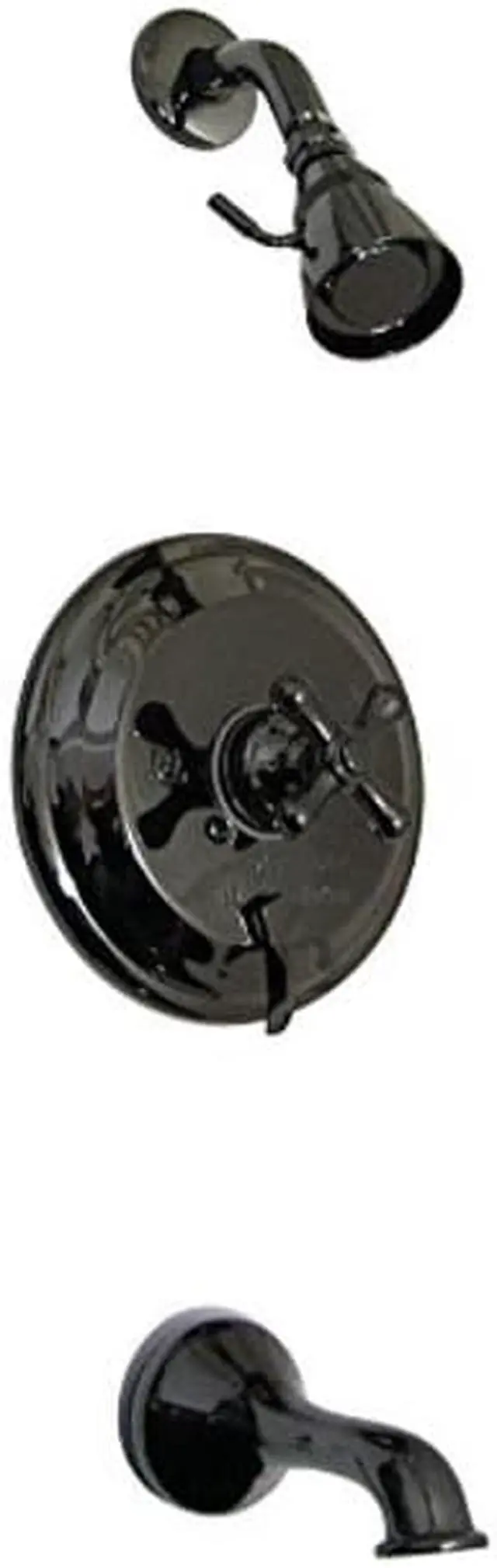 Main image of Kingston Brass NB36300AX Water Onyx Pressure Balanced Tub & Shower faucet with Metal Cross Handle and Vintage Spout