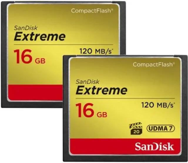 Alt view image 7 of 8 - SanDisk 16GB Extreme Compact Flash Card 2 Pack (120MB/s)