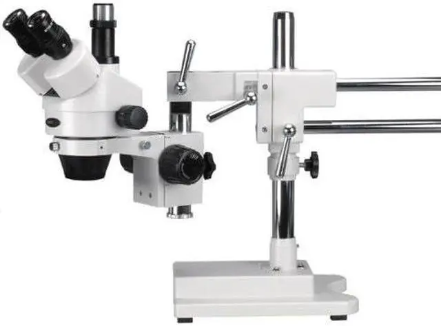 Alt view image 9 of 9 - amscope sm4tpz professional trinocular stereo zoom microscope with simultaneous focus control, wh10x eyepieces, 3.5x90x magnification, 0.7x4.5x zoom objective, ambient lighting, doublearm boom stand,