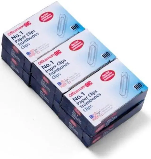 Alt view image 7 of 9 - Officemate Paper Clips Size 1 Standard .034 Gauge 100/BX Silver 99912