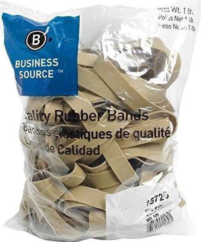 Alt view image 2 of 5 - Business Source Rubber Bands Size 105 1 lb./BG 5"x5/8" Natural Crepe 15726