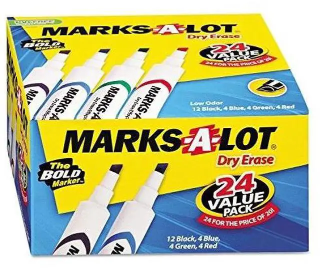 Alt view image 4 of 20 - Avery Marks-A-Lot Desk-Style Dry Erase Marker Chisel Tip Assorted 24/Pack 98188