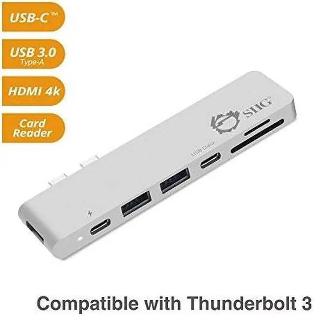 Alt view image 9 of 20 - SIIG Thunderbolt 3 USB-C Hub HDMI with Card Reader & PD Adapter - Silver