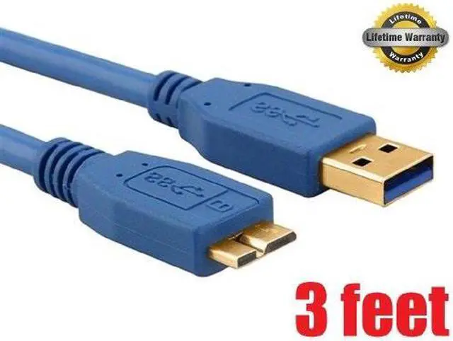Main image of imbaprice blue goldplated 3 feet micro usb 3.0 cable  premium pro imba superspeed usb 3.0 type a to microb cable for samsung galaxy s5 smg900 / samung galaxy note 3 n9000 and extenal 3.0 hard drive d
