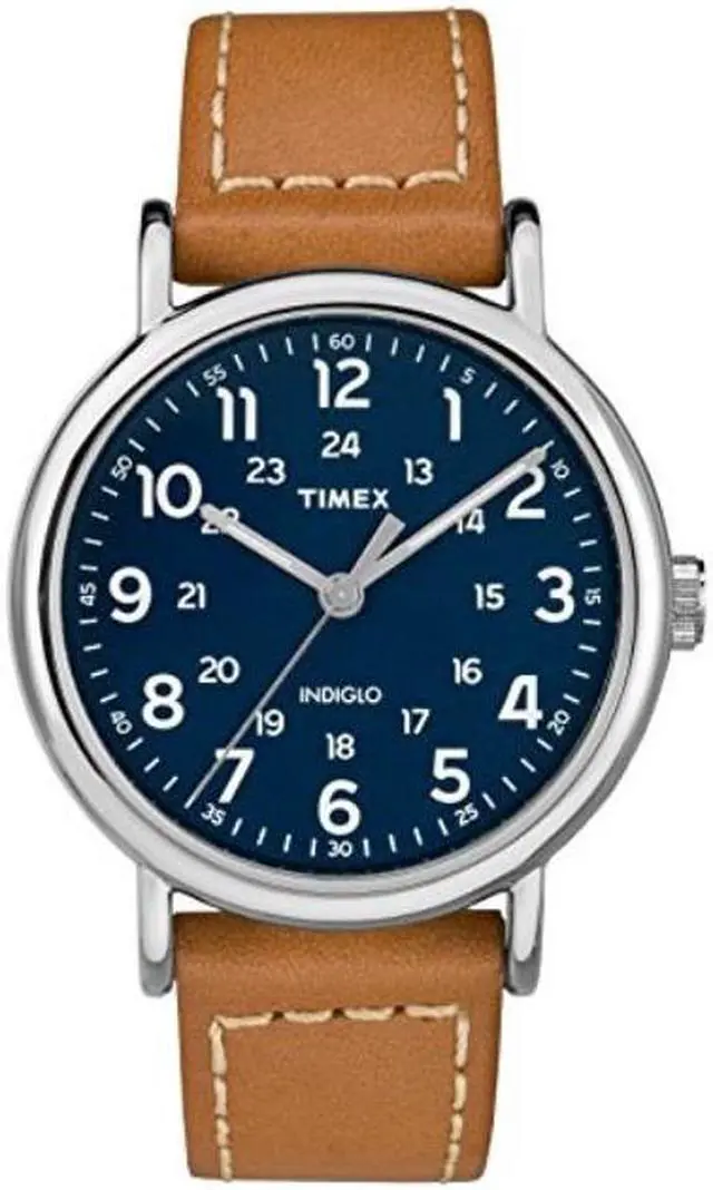 Alt view image 2 of 8 - Timex Men's Weekender 40 Indiglo Brown/Blue Leather Strap Watch - TW2R42500