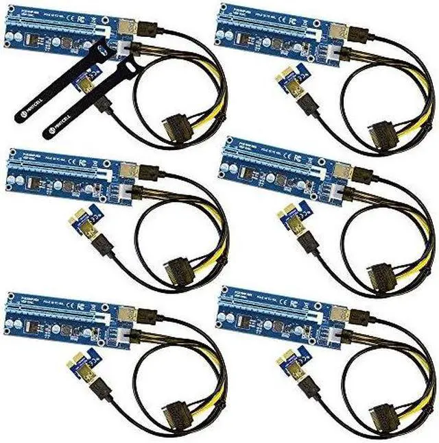 Alt view image 9 of 9 - 6-Pack VER 009S PCIe USB RISER 6-Pin PCI-E 16x to 1x Powered Riser Adapter Card w/ 60cm USB 3.0 Extension Cable & 6-Pin PCI-E to SATA Power Cable - GPU Riser Adapter - Ethereum Mining ETH -Led light